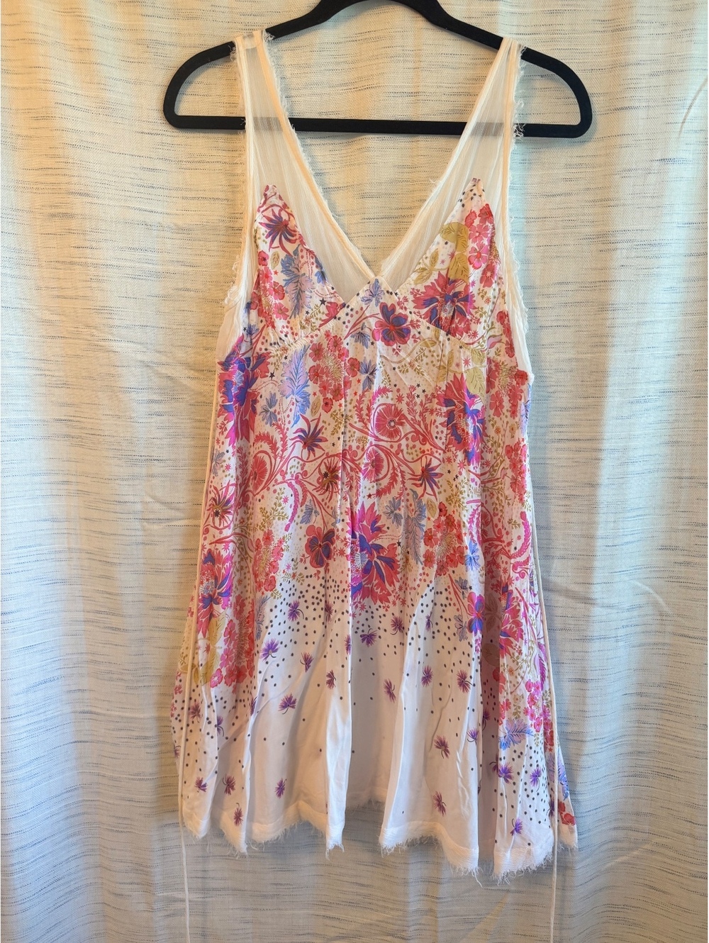 Free People Floral Sleeveless Summer Dress with Sheer Straps